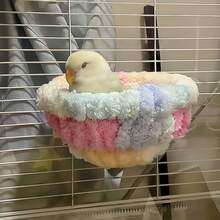Coral Fleece Long Tailed Parrot Nest, Colorful Hanging Style Bird Bed Hammock, Warm Pet Bird Cage Accessories Winter, Portable Plush Bird Nest, Comfortable Sleeping Pad For Small Parrots - Multicolor - View 2