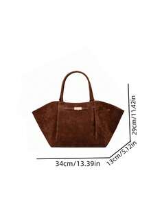Dedoo Women's Solid Color Tote Bag, Gold Buckle Ruched Design Minimalist Elegant Commuter Shoulder Bag, Large Capacity Campus Backpack, Suitable For University Campus Use - Coffee - View 9