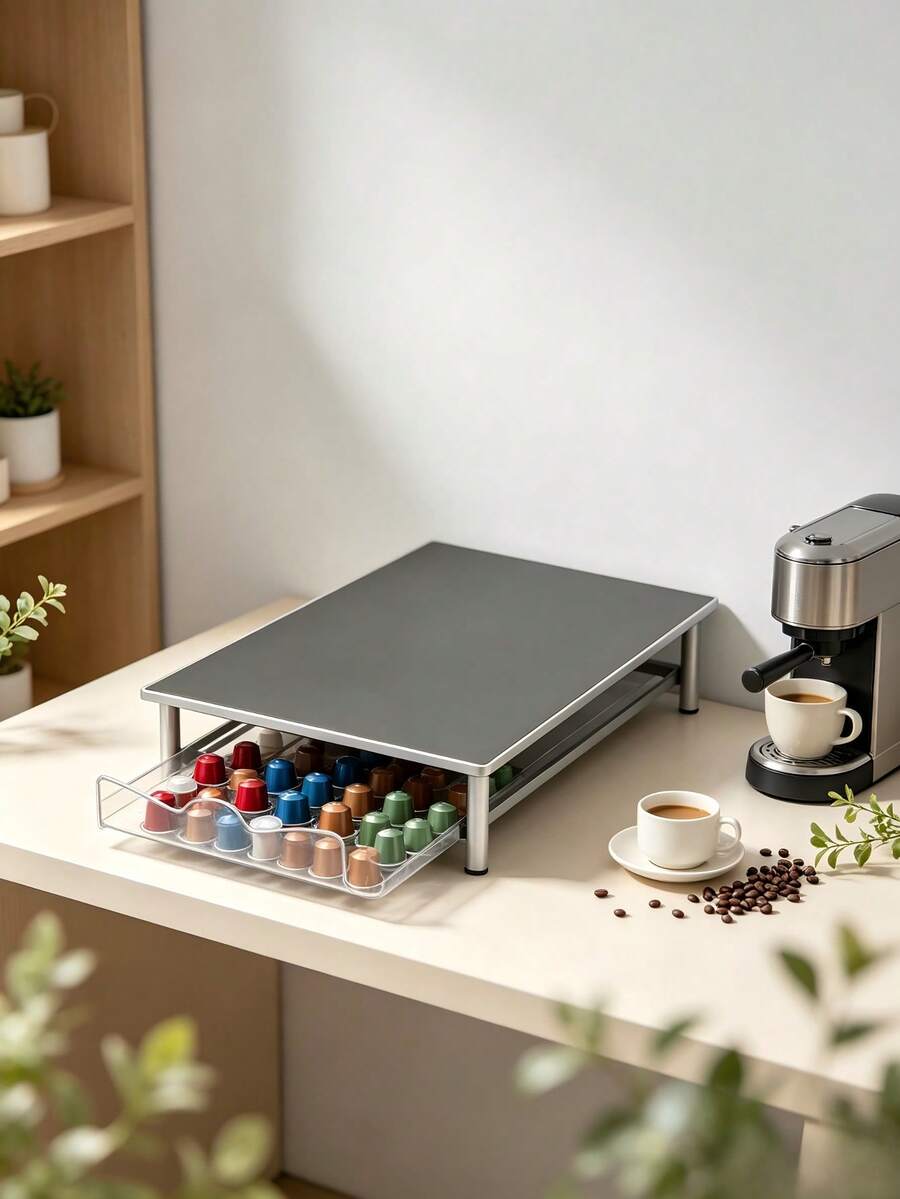 Coffee Capsule Drawer Storage Box, Capable Of Holding 40 Large-Sized Capsules To Keep Your Desktop Tidy And Allow Easy Access. Smooth Pull-Out Coffee Capsule Storage Rack - Multicolor - View 1