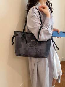 女款大容量托特包 2026 春夏新品 優雅極簡單肩包 時尚通勤手提包 - 黑色 - 查看 4