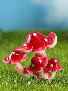Realistic Mini Mushroom Resin Figurine, Flower Pot Landscape Decor, Succulent Micro Landscape, Yard, Fish Tank, Terrarium Decoration - Multicolor - View 4