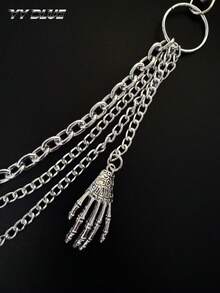 1pc Fashion Minimalist Men's Pants Chain, Metal Chain With Skull Hand Pendant, Personalized Clothing Chain, Unisex Waist Accessory - Multicolor - View 3