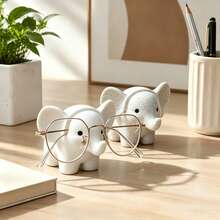 3D Printed Elephant Glasses Holder | Nap Companion, Marble Texture Animal Glasses Storage Rack | Cute Home & Office Desk Organizer, Fun Glasses Display Stand, Creative Christmas And Birthday Gift For Male And Female Colleagues - Multicolor - View 2