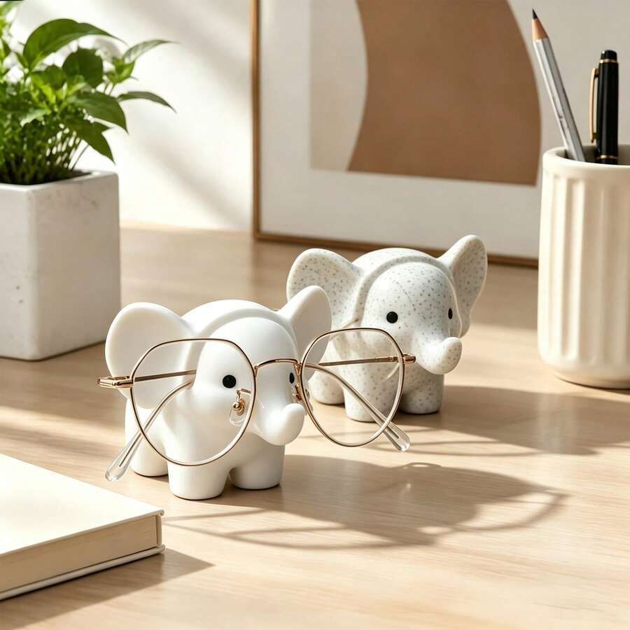 3D Printed Elephant Glasses Holder | Nap Companion, Marble Texture Animal Glasses Storage Rack | Cute Home & Office Desk Organizer, Fun Glasses Display Stand, Creative Christmas And Birthday Gift For Male And Female Colleagues