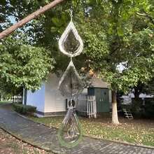 Reflective Bird Repellent Wind Chime, Metal Hanging Foldable Bird Deterrent, Suitable For Home Balcony Garden Outdoor Use, Double-Sided Mirror Surface Sunlight Reflection - No Electricity Or Battery Required Bird Repellent Device - Silver Water Droplets - View 1