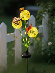 1pc Solar Powered Butterfly & Dandelion Garden Light, Suitable For Garden, Yard, Patio, Lawn, Pathway Decoration, Birthday Party, Halloween And Christmas Holiday Decor - Dandelion With Butterfly Ground Light - View 7