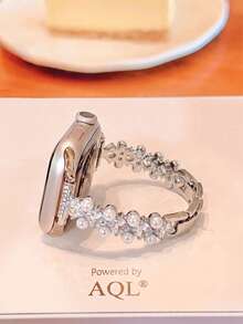 Luxury Diamond Bracelet Watch Band, Compatible With 38/40/41/42/44/45/46/49mm Sizes, Suitable For Apple Watch Ultra/Se10/9/8/7/6/5/4/3/2/1 Series - Pearl White Diamond - View 1