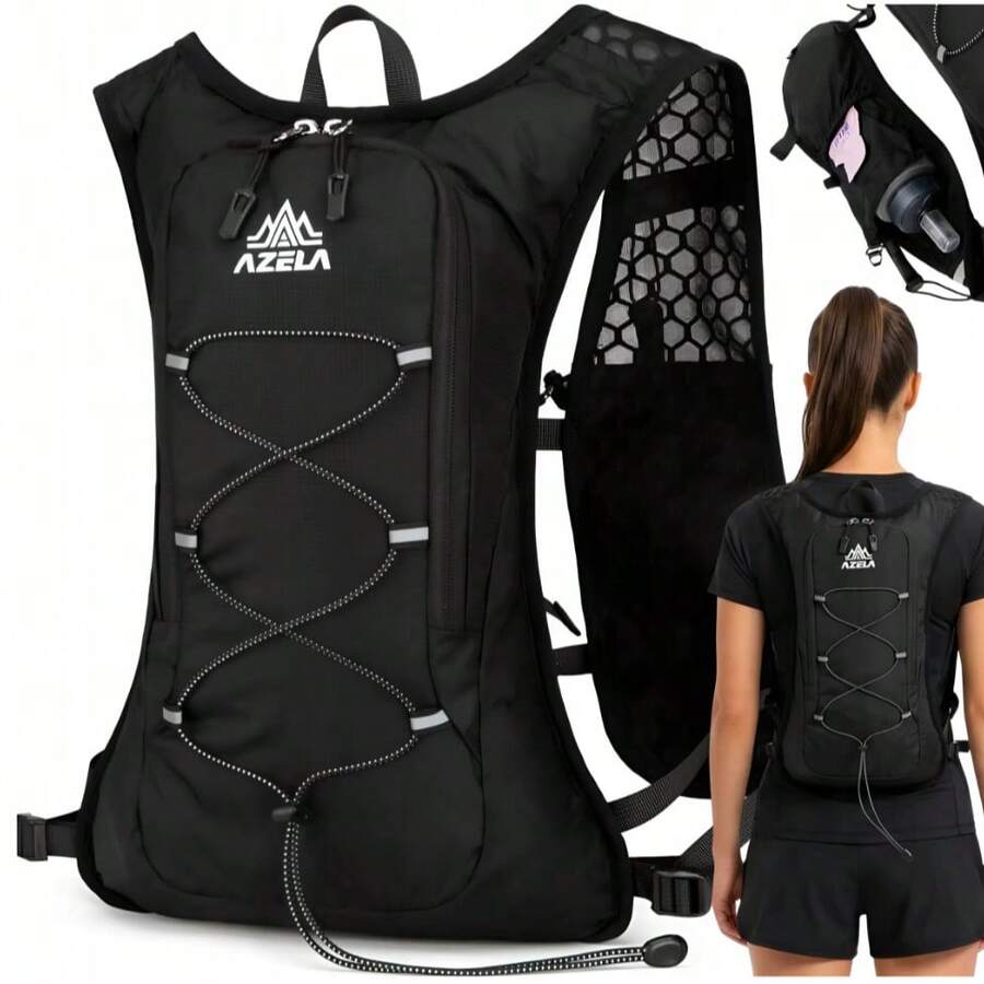 Lightweight Hydration Running Vest, Breathable Running Backpack, Unisex, Suitable For Outdoor Sports, Marathon, Trail Running, Cycling, Hiking - Black - View 1