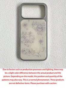 1件韓式復古小眾創意粉色小天使黑邊全包防摔手機殼，適用於Phone 17 Pro Max、17 Pro、17、16 Pro Max、16 Pro、16、15 Pro Max、15 Pro、14 Pro Max、14 Pro、14、13 Pro Max、13 Pro、13、12 Pro Max、11，手機保護殼 - 白色 - 查看 4