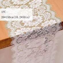 5件組白色蕾絲刺繡波希米亞風桌旗,10x120英吋,適用於派對、婚禮、新娘婚前派對裝飾,復古鄉村風桌布 - 睫毛 - 查看 10