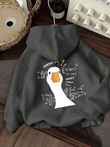 Tween Girl Fun Print Pullover Sweatshirt, Warm & Comfortable Thermal Lined Pullover Sweatshirt For Autumn/Winter - Dark Grey - View 3