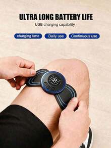 1pc Electric Neck Massager, Mini Neck Massager, Electric Massage Patch, Portable Body Massage Patch, Suitable For Men And Women, Shoulder, Arm, Leg, 8 Modes, 19 Intensity Levels, Portable, USB Rechargeable - Blue - View 8