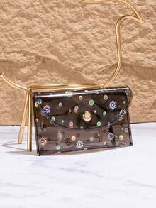 Daisy Coin Purse, Card Holder, Earphone Bag, Fresh Mini Coin Pouch - Black - View 1