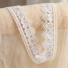 1/5" 亮片愛心刺繡蕾絲緞帶，黑白鏤空花卉蕾絲飾邊，適用於洋裝、內衣與婚禮裝飾 DIY 縫製蕾絲帶，復古鉤編蕾絲飾邊緞帶（衣飾配件/手帳裝飾） - 多色B - 查看 8