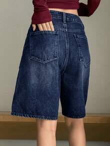 Teen Girls Fashion Loose Straight Leg Casual Summer Shorts - Blue - View 5