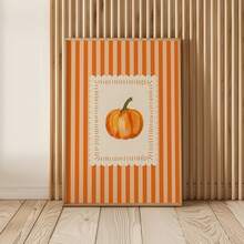 1pc Frameless Pumpkin Pattern Fall Wall Art Canvas Poster, Cute Autumn Kitchen Decor, Halloween , Thanksgiving, Cozy Farmhouse Holiday Wall Art Print For Apartment, Living Room, Bedroom, Room Decor Bedroom , Vintage Decor - Pumpkin - View 3