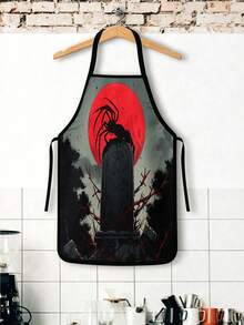 2Pcs Day Of The Dead Halloween Apron Set, Sugar Skull Witch With Hat Floral Paint Splatter & Black Cat Jack O Lantern Pattern Kitchen Apron, Waterproof Oilproof Cooking Bib For Baking Grilling, Colorful Mexican Day Of The Dead Party Decor Gift - Multicolor - View 5