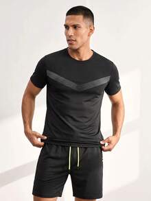 Driftmere Men's 2 Pieces T-Shirt And Shorts Set For Gym, Running And Training Sport - Black - View 1