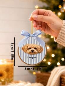 1pc Customized Photo & Text Pet Ornament - Acrylic Christmas Tree Hanging Decoration With Pet Name, Durable Ribbon, Cozy Farmhouse Style, Suitable For Home/Car/Holiday Decor, Perfect Christmas & New Year Gift For Dog/Cat Lovers, Pet Owners, Families - Multicolor - View 8