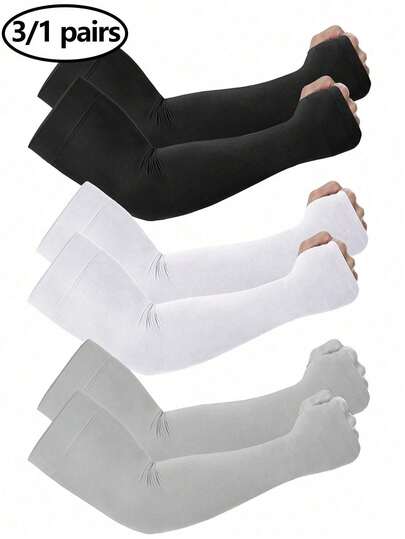 3pcs/1 Pair Male/Female Anti-UV Arm Sleeves, Compression Sleeves For Men To Cover Arms, Male/Female Sun Protection Sleeve Covers - Unisex Sun Protection Arm Sleeves