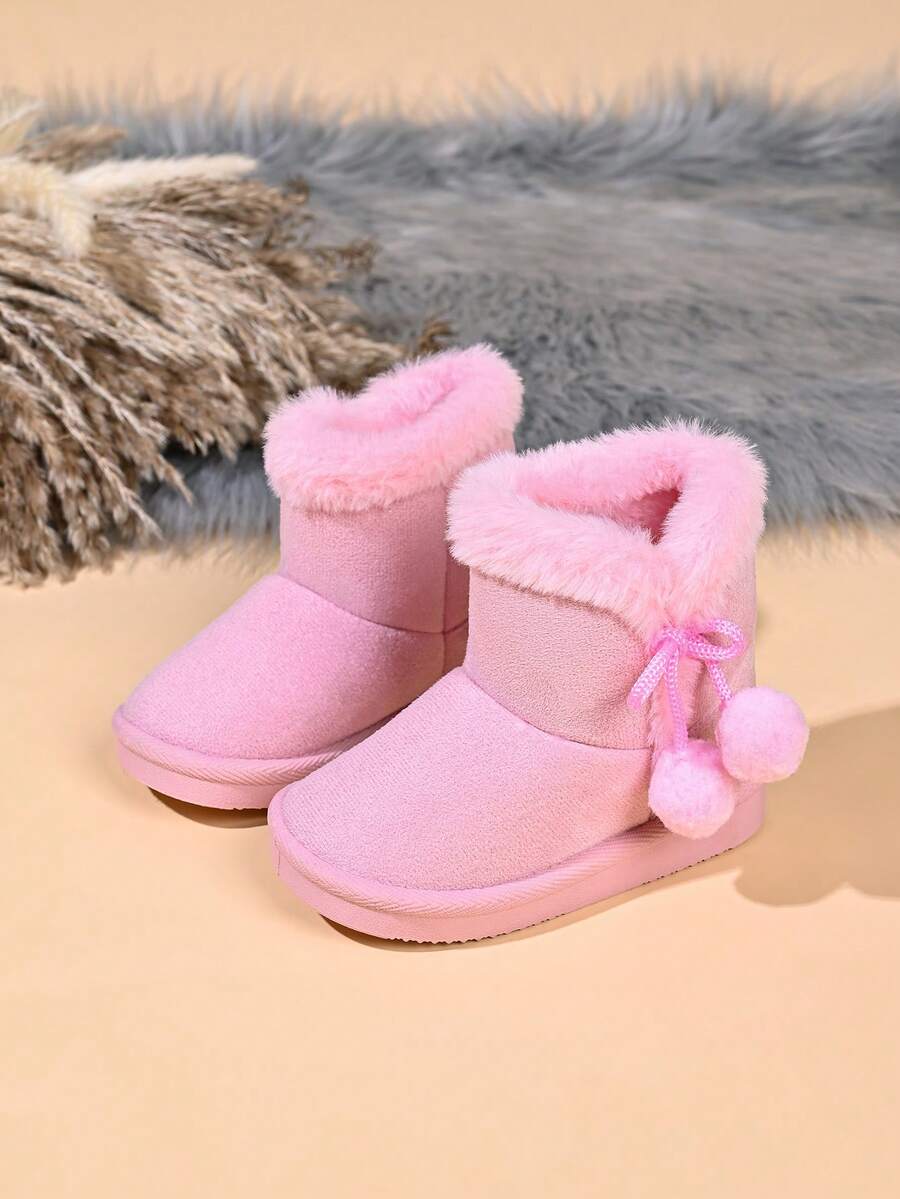 Infant Fashion New Snow Boots With Pom Pom Decoration - Pink - View 1