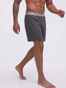 Snug League 1pc Men's Underwear , Long Underwear,Comfortable Polyester Fabric, Letter Waistband - Dark Grey - View 2