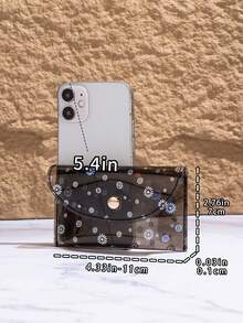 Daisy Coin Purse, Card Holder, Earphone Bag, Fresh Mini Coin Pouch - Black - View 5