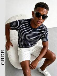 GRDR Men's Fashion Crew Neck Short Sleeve T-Shirt | Exquisite Design | Summer Essential | Easy To Match | Show Your Style - Navy Blue - View 8