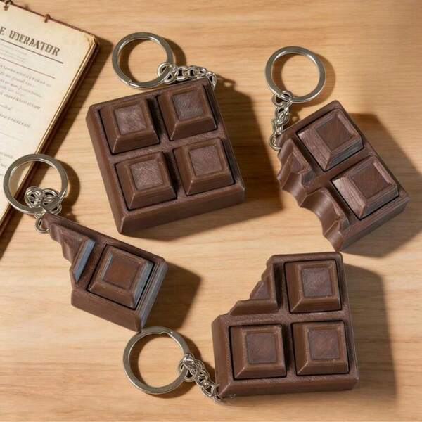 1pc Chocolate Keyboard Fingertip Toy, Stress Relief Clicker, Realistic Bite Mark Chocolate Click Stress Relief Keychain, Keyring, Desktop Decoration, Phone Charm, Crisp Click Sound Stress Relief Pendant, Office Palm-Sized Stress Relief Toy, Halloween Gift, Birthday Gift, Back To School