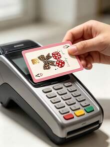 1/2/4 Cute Red Heart Dice Leopard Print Credit Card Protective Sticker, Waterproof, Anti-Fingerprint, Anti-Scratch, Suitable For Party, Birthday Gift. PVC Material, Anti-Fingerprint, Anti-Scratch, Wear-Resistant, Suitable For Men, Women, Couples, Applicable To Small Chip Cards, Credit Cards, Transportation Cards, Student Campus Cards And Personalized Customization. - A - View 2