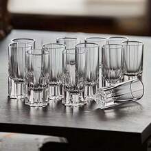 2pcs/6pcs/12pcs Star Crystal Glass Cups, 1oz Capacity (Please Pay Attention To Size And Capacity When Purchasing), Featuring Geometric Star Pattern Design, Smooth And Non-Slip Body, Perfect For Home Use, Reusable. These Cups Are An Ideal Choice For Quality Living-Both Practical And Festive Beverage Containers. - View 7