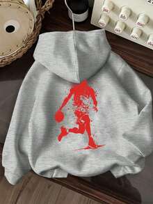 Tween Boy Fun Graphic Print Pullover Sweatshirt, Warm & Comfortable Thermal Lined Pullover Sweatshirt For Autumn/Winter - Grey - View 5