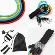 11pcs Resistance Band Set With Door Anchor, Exercise Bands, Handles, Handbag, Thigh Band And Ankle Strap - Suitable For Yoga, Pilates And Fitness Training - Multicolor - View 3