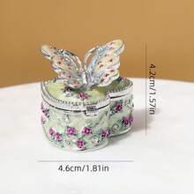 SUSUZUKU 1pc Creative Gift Metal Enamel Craft Vintage Heart-Shaped Butterfly Jewelry Box, Creative Birthday Gift, Valentine's Day Gift - Multicolor - View 14