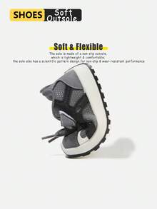 Unisex Toddler Color Block Mesh Casual Shoes, Baby Hook & Loop Breathable Non Slip Soft Sole Walking Sneakers (Size By Insole Length, Unit:Cm) - Grey - View 2