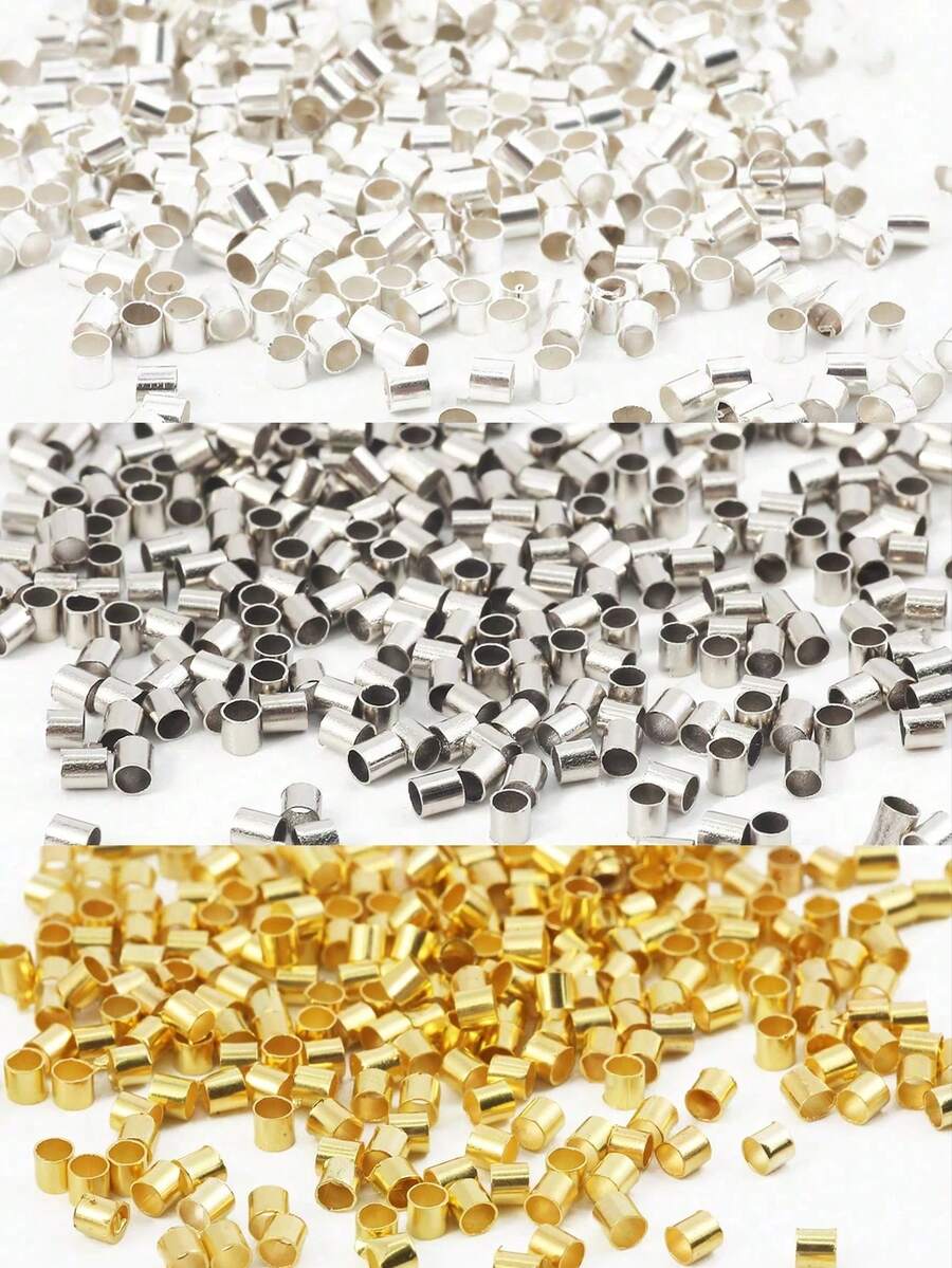 500/1000/2000pcs 2mm Spacer Beads, Durable And Versatile, Suitable For DIY Necklace And Bracelet Jewelry Making, High-Quality Accessories, Easily Create Exquisite Works (White/Gold/Silver)