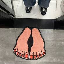 1pc Creative Funny Footprint Lounge Rug, Fluffy Soft Asymmetrical Plush Carpet For Bedroom, Living Room, Entrance, Thickened Door Mat, Decorative Personalized Rug For Sofa, Bar, Suitable For Living Room, Bedroom, Hallway, Kitchen, Study, Bathroom - Multicolor - View 5
