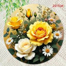 Dekorasi Interior 2D Datar, Motif Mawar Kuning dan Bunga Daisy yang Mekar, Desain Musim Semi, Cocok untuk Bar, Kafe, Klub, Dapur, Ruang Tamu, Restoran, Bahan Logam, Sempurna untuk Dekorasi Liburan 11 Hari - A - View 5