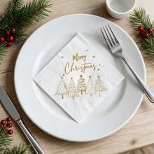 20/50/100pcs Double Layer Disposable Christmas Party Napkins, Christmas Paper Decorative Napkins, Christmas Table Decoration, Christmas Celebration Paper Napkins - View 7
