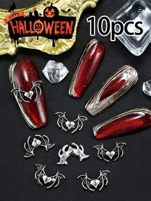 10pcs Nail Art Halloween Nail Charm Y2K Sweet Cool Style Nail Accessories French Light Luxury, Retro Gothic Punk Style Spider, Bat, Skull, Horror Rabbit, Angel Nail Gem DIY Nail Salon Exclusive - Multicolor - View 20