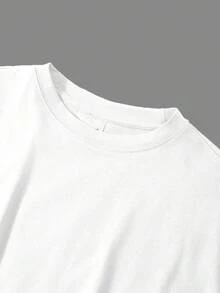 Tween Girls'  Cotton Cropped Cuffed Sleeve Tee, Graphic Print,  Cute Sweet Preppy Girl Style - White - View 6