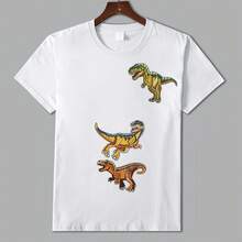 3pcs Fashion Personalized Cartoon Dinosaur Series Patch Creative Cute Tyrannosaurus Rex Iron-On Embroidery Applique Handmade Sewing Minimalist Animal Patch Accessories DIY Clothes Bags Hats Pants Scarves Decoration Fabric Patch Handmade Craft Supplies - 3pcs Dinosaur Patch Embroidery - View 8