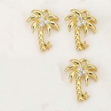 1 Piece/3 Pieces DIY Coconut Tree Copper Plated 18K Jewelry Accessories Simple Personalized Jewelry Decorative Pieces - Zirconia Coconut Tree - View 18