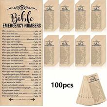 50/100pcs Verse Bookmarks - Inspirational Emergency Number Bookmarks Church, Sunday School & Religious Gifts (Brown) - A - View 7