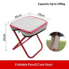 1pc Portable Folding Stool With Thickened Oxford Fabric Seat, Lightweight Metal Frame, Travel Camping Handheld Stool - Multicolor - View 8