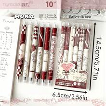 6pcs Red Rose Retractable Neutral Pens Set, Exquisite Highly Attractive Office Supplies, Study Stationery Exam Practice Pens, Reward Stationery, Birthday Gifts And Holiday Small Gifts, Smooth Writing, Medium Tip, Suitable For Office And Daily Use - Rose Pen - View 2