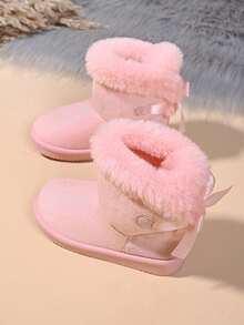 Infant Fashion New Snow Boots With Bow Decoration - Pink - View 4