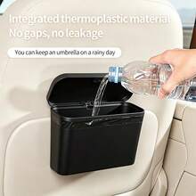 Black Car Trash Can, Multifunctional Hanging Storage Box With Lid, Detachable & Washable, ABS Material, 7.28*3.86*5.04in, Fits Door/Seat Back/Console, Includes 1 Roll Of Garbage Bags - Black Trash Can + 1 Roll Of Trash Bags - View 7