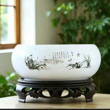 Ins Style Dezhou Ceramic Hydroponics Planter, Copper Coin Grass, Lotus, Money Grass, Water Lily, Brazilian Wood Succulent Large Flower Pot Decor - Coin Flower Pot - View 9