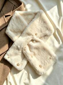 1pc Women's Winter Multi-Use Plush Thick Scarf Solid Color Plush Neck Cover, Cute Plush Scarf For Girls - Multicolor - View 21